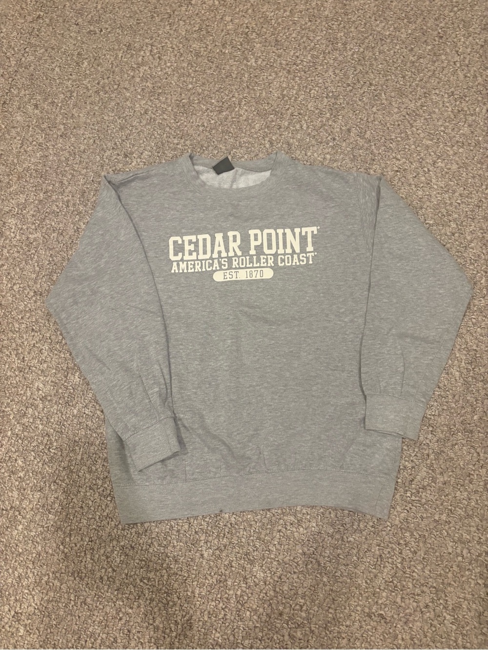 MV Sport Cedar Point Gray Crewneck Sweatshirt with White Logo